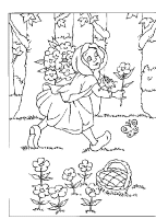 A coloring page of little red riding hood